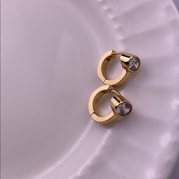 Henri Bendel Gold Huggy Hoop Earrings - Picture 2 of 6